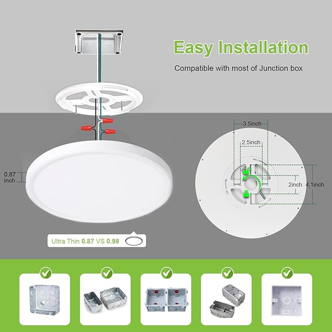 4 Pack 3200lm LED Flush Mount Ceiling Light 28W 12 Inch 5CCT Adjustable 3000K to 6000K Super Slim 0.87 inch Ceiling Light Fixture Round Ceiling Lamp for Bedroom Living Room Kitchen Laundry White