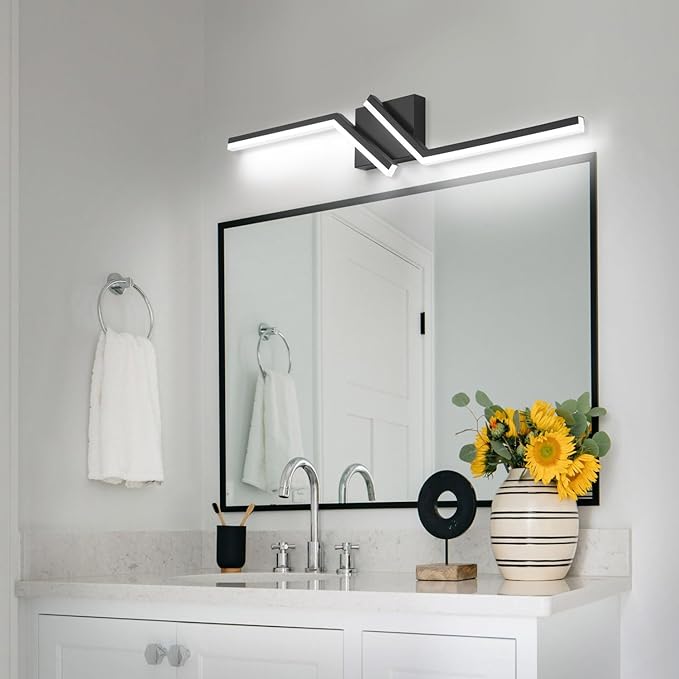 ZUZITO 32 inch Black Vanity Light Modern Bathroom Lights Over Mirror Dimmable Bathroom LED Lights 6000K Cool White ETL Driver