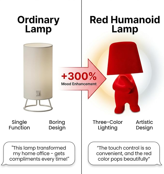 Bedside Touch Control Table Lamp, Golden Decor Thinker Statue LED Table Lamp with USB Port, 3 Way Dimmable Modern Night Light Nightstand Lamp for Home Living Room Office Shelf Decor (red-A)