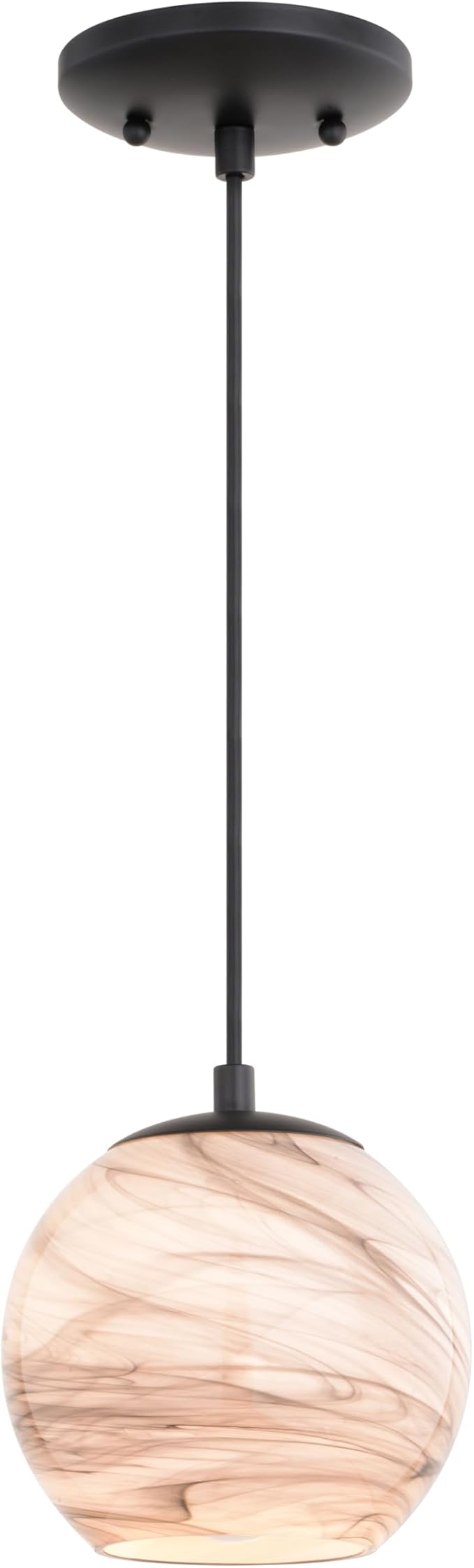 VAXCEL Milano LED Compatible Matte Black Transitional Mini Pendant Ceiling Light Multi Color Art Glass