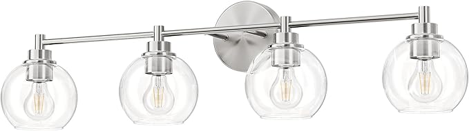 VONLUCE Bathroom Light Fixtures, 4-Light Vanity Light with Globe Glass Shades E26 Sockets, Bathroom Lights Over Mirror for Bedroom Hallway Living Room, Brushed Nickel Finish, ETL Certificated