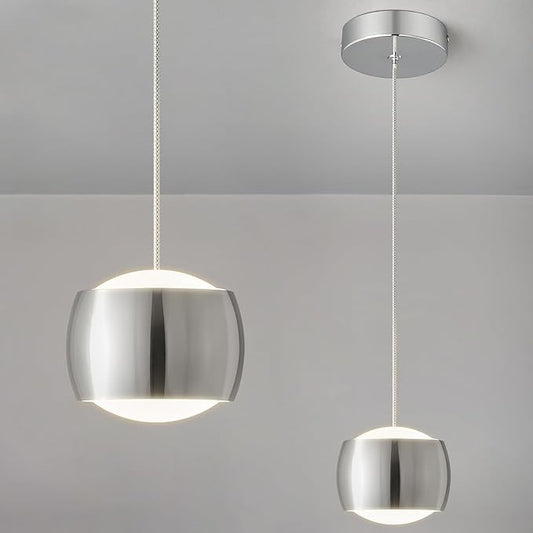 Modern LED Dimmable Pendant Light fixtures,Mini Island Pendant Lighting for Kitchen Island Dinning Room,Bedroom,Bar, Kitchen Island Ceiling Hanging Light Fixtures(Chrome-1-Pack)
