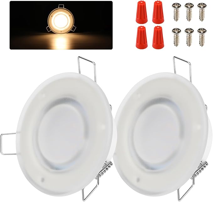 RV Recessed Ceiling Light, 3Inch RV Puck Light 12V, 400LM RV Light Interior, Camper Light Fixture for RV Motorhome Caravan Trailer Boat