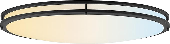Sunlite 32" Oval Double Band Trim Flush Mount Light Fixture, 35 Watts, 3000 Lumens, Color Selectable 30K/40K/50K, Dimmable, ETL Listed, Matte Black, for Commercial & Residential Use