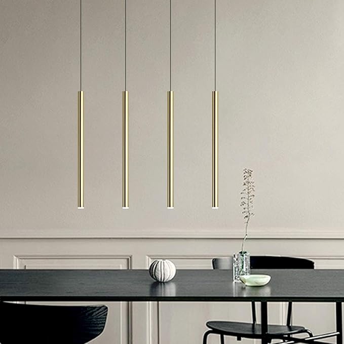 CANALIS 4 Mini Pendant Lighting Brass - LED Hanging Light Fixture for Kitchen Island, Bar, Foyer - Cluster Pendants - Dimmable, Adjustable Wire, Lamp Bulb Included