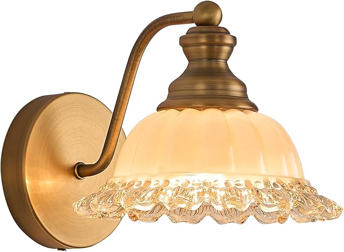 XIEDUN Vanity Light Brass Wall Sconces Vintage 1-Light Bathroom Sconces
