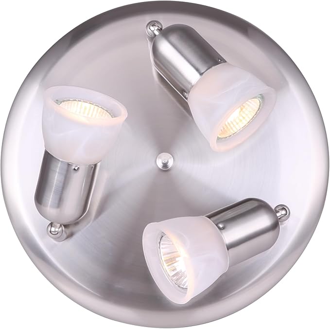 Canarm James 3-Light Ceiling or Wall Fixture, Silver Finish with Alabaster Glass, Modern Rustic Flush Mount Lighting for Bedroom, Hallway or Entryway
