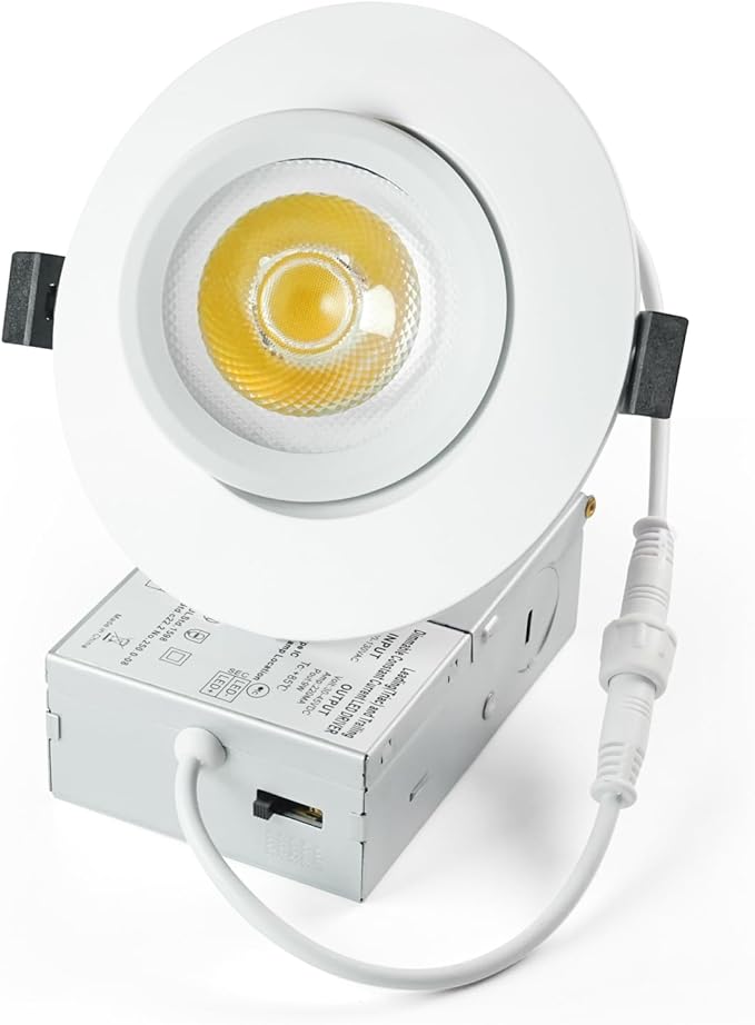 4 Pack White 4-inch 5 CCT Gimbal LED Recessed/Downlight Color Selectable 2700K/3000K/3500K/4000K/5000K 800Lm 9W 120V Dimness Adjustable LED Lights