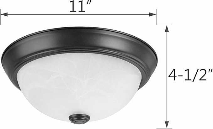 Aspen Creative 63013-2A Two-Light Flush Mount in Dark Bronze with White Alabaster Glass Shade 11 in Diameter