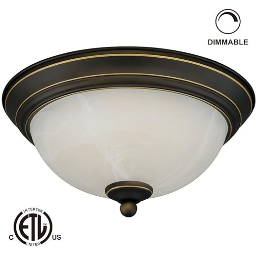 TORCHSTAR 12W 11-inch Dimmable LED Flush Mount Ceiling Light - 50W Equivalent 3000K Warm White LED Ceiling Light Fixtures - 800lm ETL-Listed LED Surface Mount Lighting Fixtures (Classic Black)