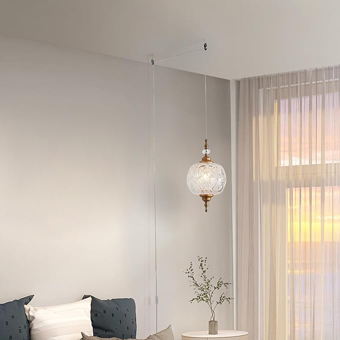 Plug in Pendant Light Fixtures Brass Vintage Pendant Lights Ceiling Pendant Fixtures for Bedroom Living Room Dining Room Kitchen Island