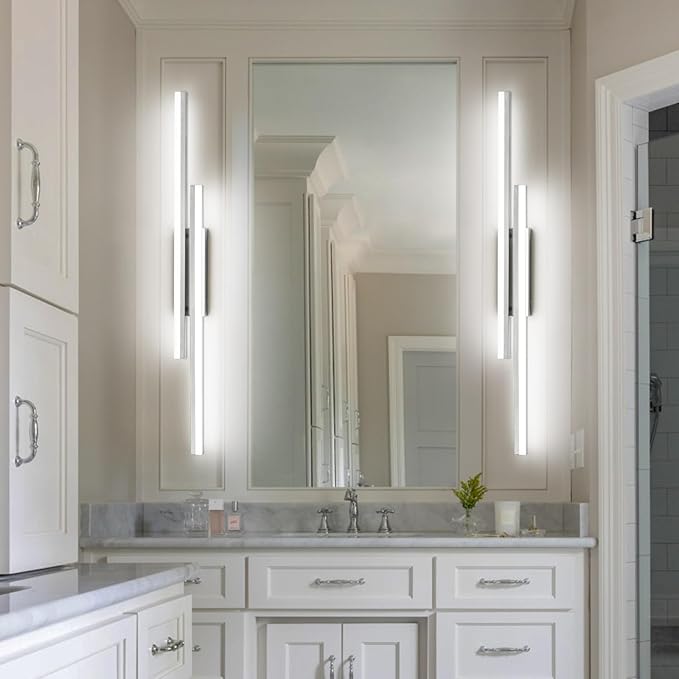 PRESDE 48 Inch Bathroom Light Fixtures Brushed Nickel Vanity Light Bar LED Modern Bath Wall Lighting Over Mirror