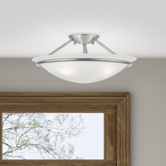 Livex Lighting 4824-91 Newburgh 3-Light Ceiling Mount, Brushed Nickel