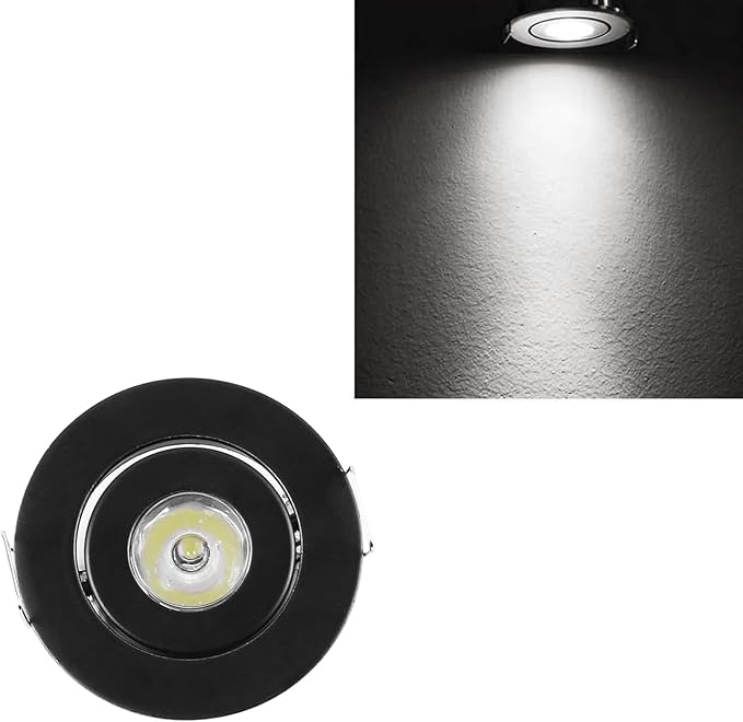 10 Pack 2 Inch LED Recessed Lighting, 1W 120LM Recessed LED Lights, Gimbal Adjustable Ceiling Lights Mini Spotlight Mini Spotlight Ceiling Light with Driver 110V (Cool White/Black, 1W/10 Pack)