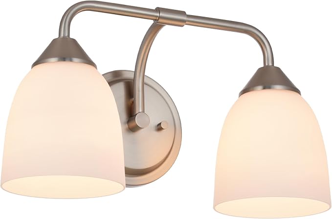 2-Light Traditional Bathroom Vanity Light Fixtures Over Mirror, Modern Vanity Lights for Living Room, Standard E26 Base, Brushed Nickel