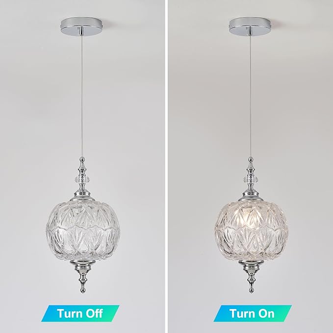 Modern Chrome Pendant Light Fixtures 8.3" Pendant Lighting for Kitchen Island Living Room Bedroom
