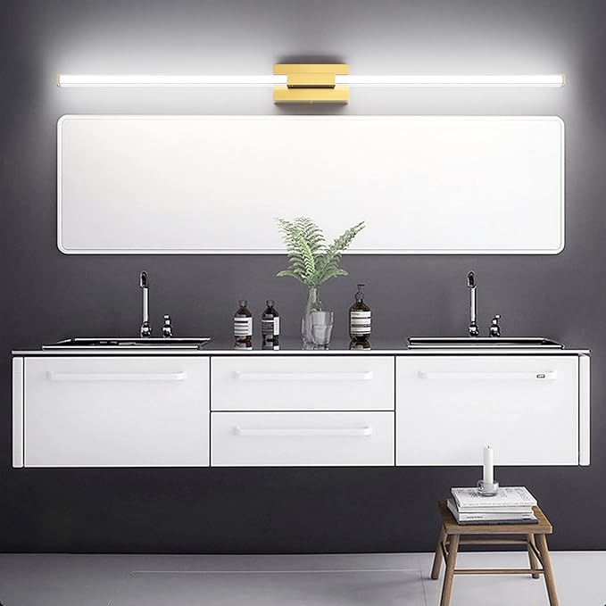Ralbay 59inch Gold Vanity Light for Bathroom Lighting Bar 42W Gold Bathroom Wall Mounted Lighting Fixtures Over Long Mirror(5500K White Light)