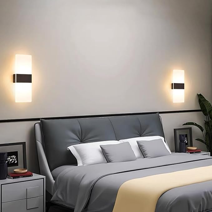 MEHIDFY Wall Sconces Sets of 2, Dimmable Touch Control Wall Lamp, Rechargeable LED Wall Sconces, Battery Operated Wall Lights, Bedside Lamp, Reading Light Bedroom with 4 Brightness (Warm White)