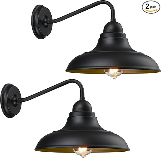 Wall Lights Wall Mount for House Farmhouse Wall Sconce Black Outside Lantern Classic Barn Lights Outdoor & Indoor, 12"，2 Pack