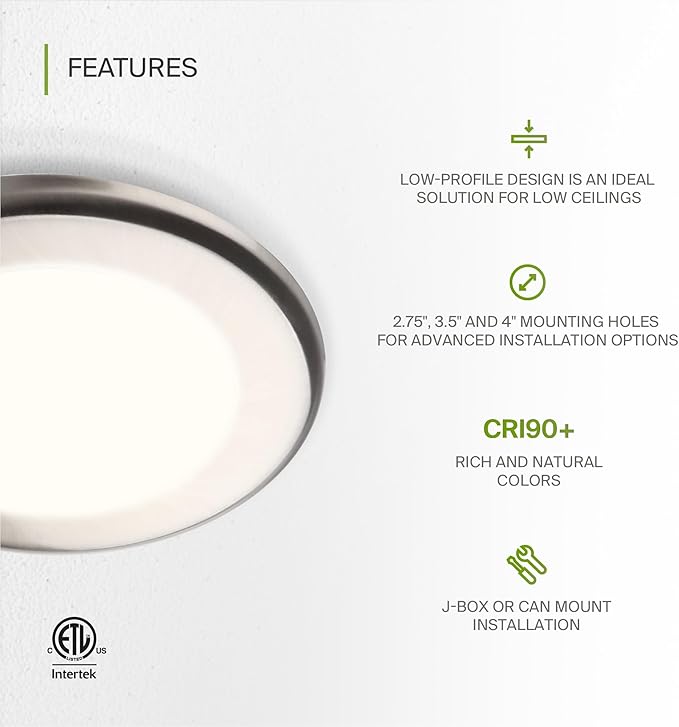ASD 12 Pack LED Disk Lights 4 Inch, 10W 3000K Warm White 650LM CRI90+, Dimmable Flush Mount Ceiling Light Fixture, Low Profile Surface Mount Disc, Junction Box or Recessed Can Install, ETL