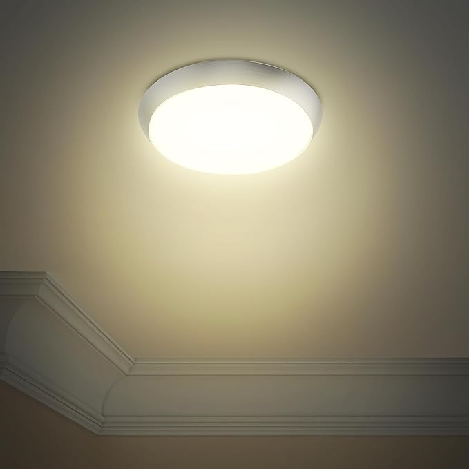Feit Electric 11" Adjustable White LED Ceiling Fixture, Dimmable Flush Mount Light, Brushed Nickel Finish, Selectable Color Temperature, Energy Efficient Lighting, 50,000-Hour Lifespan, FM11/5CCT/NK