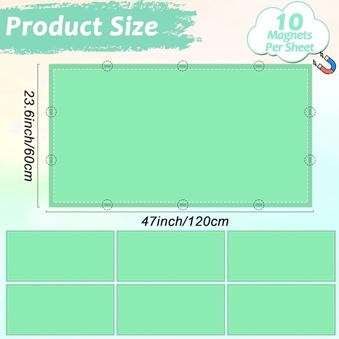 Wiooffen 6 Pcs Fluorescent Light Covers with 60 Magnets Decorative for Classroom Ceiling Light 4x2 Feet Magnetic Filter Easy Install for Office Hospitals & Home Drop Ceiling Supplies(Green)