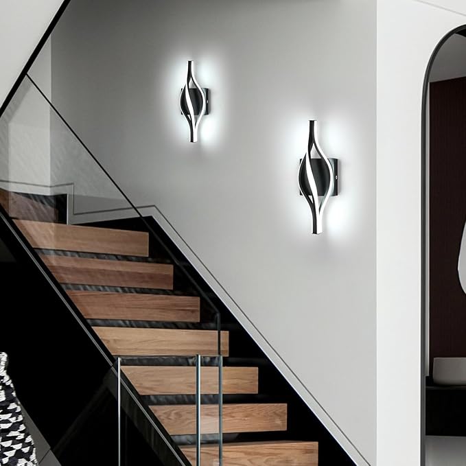 DELIPOP Modern Wall Sconces, Spiral LED Wall Sconce Lighting, 6500K Cool White Wall Light for Bedroom, Bathroom, Living Room, Hallway