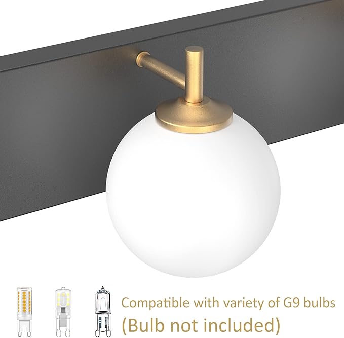Aipsun Mid Century Modern Vanity Light 4 Lights Milky Glass Modern Bathroom Light Fixtures Over Mirror(Exclude Bulb)