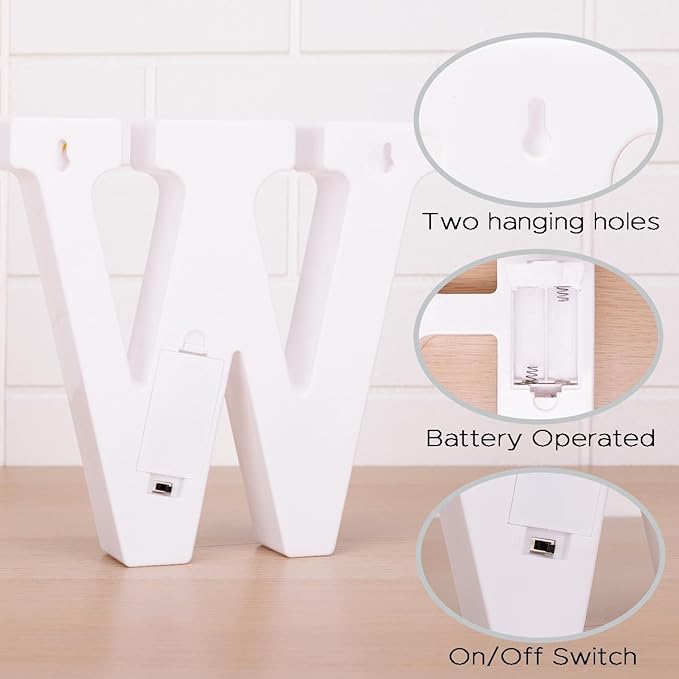 DyingSwan Small Led Marquee Letters, Light Up Letters, 8.58 Inch Led Letter Lights, Battery Powered Lighted Sign for Table, Party, Birthday, Christmas Decor (Letter W)
