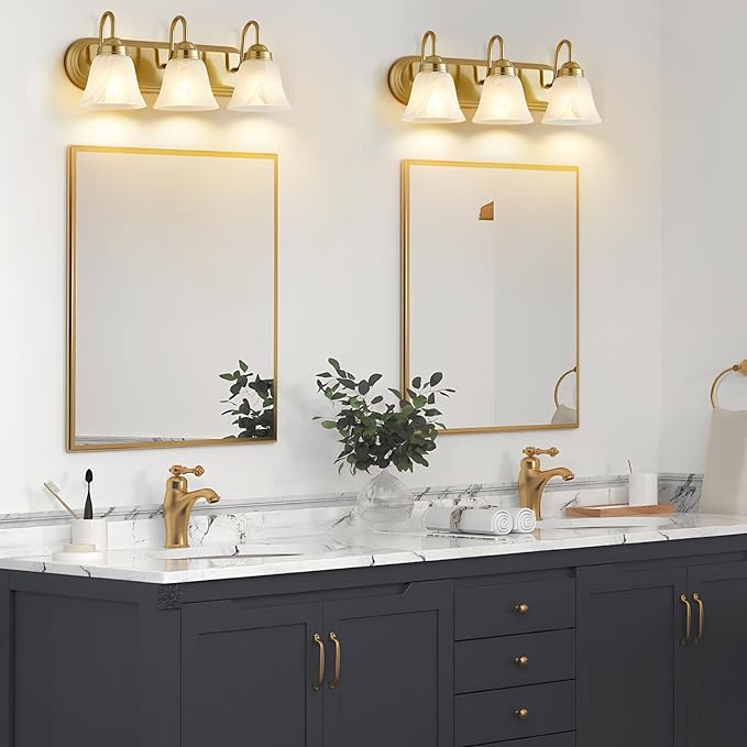 EJIAXIN Bathroom Light Fixtures Over Mirror - 3 Light Bathroom Vintage Lighting Fixtures Wall Lamp Easy Install Vanity Lights Not Included Bulb Apply for Mirror Living Room Cabinet Bedroom
