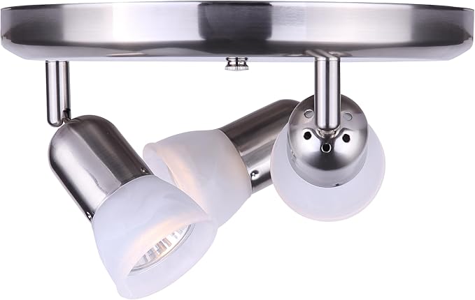 Canarm James 3-Light Ceiling or Wall Fixture, Silver Finish with Alabaster Glass, Modern Rustic Flush Mount Lighting for Bedroom, Hallway or Entryway