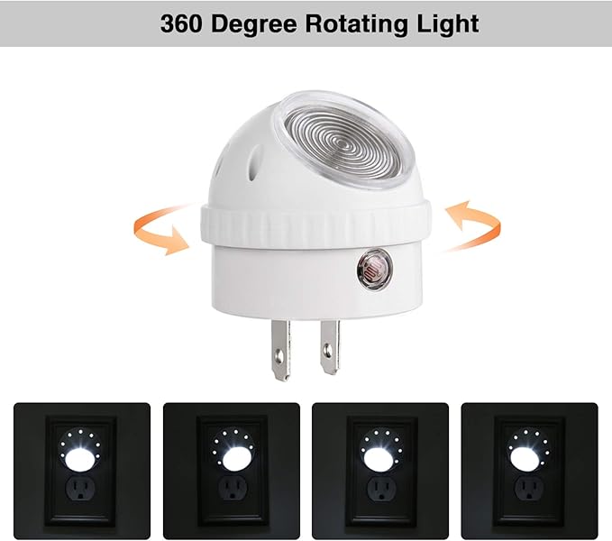 DEWENWILS Plug in Night Lights into Wall, Dusk to Dawn Sensor, 360° Rotating, Directional LED Nightlights for Kids, Nursy, Hallway, Bathroom, Bedroom, Cool White, 4 Pack