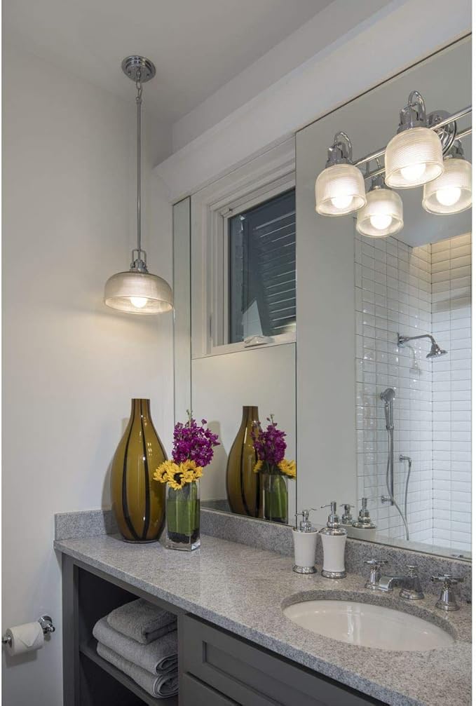 Progress Lighting 2-Light Clear Double Prismatic Glass Coastal Bath Vanity Light, Archie Collection, Indoor, P2991-15, Polished Chrome