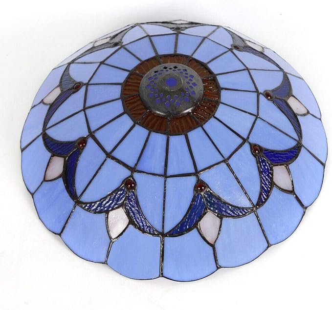 LOYALHEARTDY 12" Tiffany Flush Mount Ceiling Light, Antique Handcrafted Stained Glass Lampshade LED Ceiling Light Chandelier Fixture, Hanging Lamp for Bedroom Living Room E27 Bulb