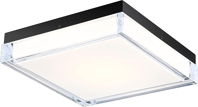 11 Inch Square Flush Mount Ceiling Light Fixture Crystal Style, 3000K/4000K/5000K Adjustable Modern Farmhouse LED Ceiling Lights for Hallway, Bathroom, Kitchen, Crystal Prismatic Featured