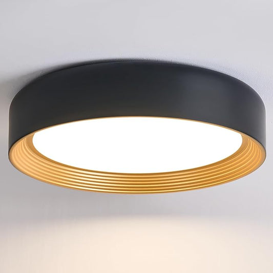 Dimmable Modern LED Flush Mount Ceiling Light,15.7 Inch 5CCT 36W/3000K-6000K,Minimalist Round Black and Gold Close to Ceiling Lighting Fixtures for Bedrooms,Dining Rooms,Living Room,Kitchens