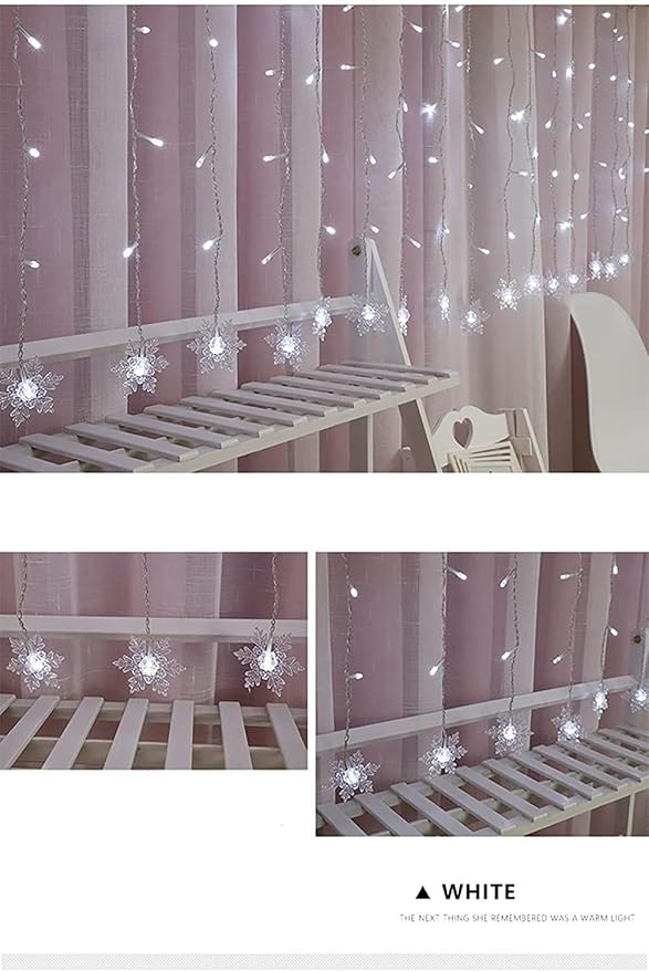 Christmas Snowflakes LED Curtain String Lights 11.5ft/3.5M 96LED Christmas Window Curtain Light Plug in String Light for Xmas Decor,Indoor and Outdoor,Birthday Party,Wedding, Bedroom Patio