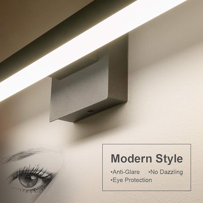 Aipsun 27.6 inch Modern Black Vanity Light LED Bathroom Vanity Light Fixtures Black Wall Light for Bathroom (Warm White)