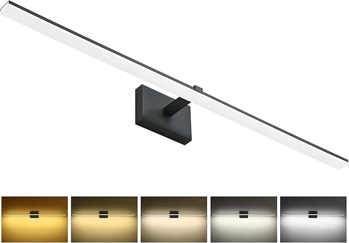 ZUZITO 48in Black Bathroom Vanity Light Over Mirror Modern Bath Lighting Fixtures Over Mirror 32W LED Bathroom Lights Bar 5CCT Dimmable