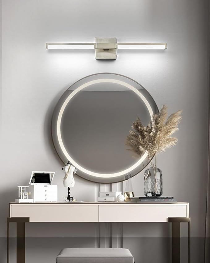 OKELI Modern Bathroom Light Fixtures Over Mirror, 24 Inch Brushed Nickel Vanity Light Bar for Bathroom, 12W 5CCT Diammable Wall Light