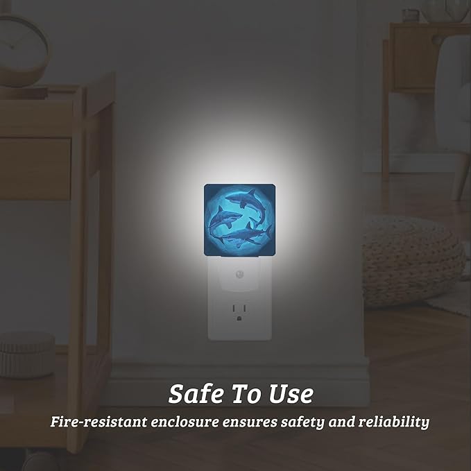 Shark Night Light,Plug Into Wall with Dusk to Dawn Sensor Wall Lamp, LED Nightlights for Bedroom, Bathroom, Kitchen, Hallway, Room Decorative for Boys Girls Women Men Gifts