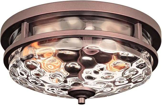 Flush Mount Ceiling Lights, 2-Light Farmhouse Close to Ceiling Light, Industrial Ceiling Lighting Fixture for Kitchen Hallway Bedroom Living Room Stairways Porch (Oil Rubbed Bronze)