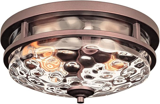 Flush Mount Ceiling Lights, 2-Light Farmhouse Close to Ceiling Light, Industrial Ceiling Lighting Fixture for Kitchen Hallway Bedroom Living Room Stairways Porch (Oil Rubbed Bronze)