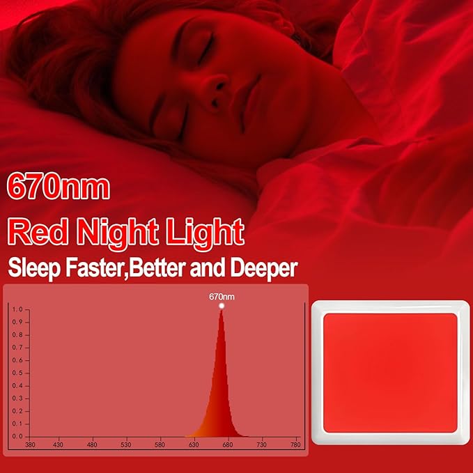 670nm Red Light Night Light for Sleep[6 Pack]- Zero Blue Light, Dimmable & Energy Efficient 0.3W Night Light Plug into Wall with Dusk-to-Dawn Sensor for Nursery, Bedroom, Bathroom