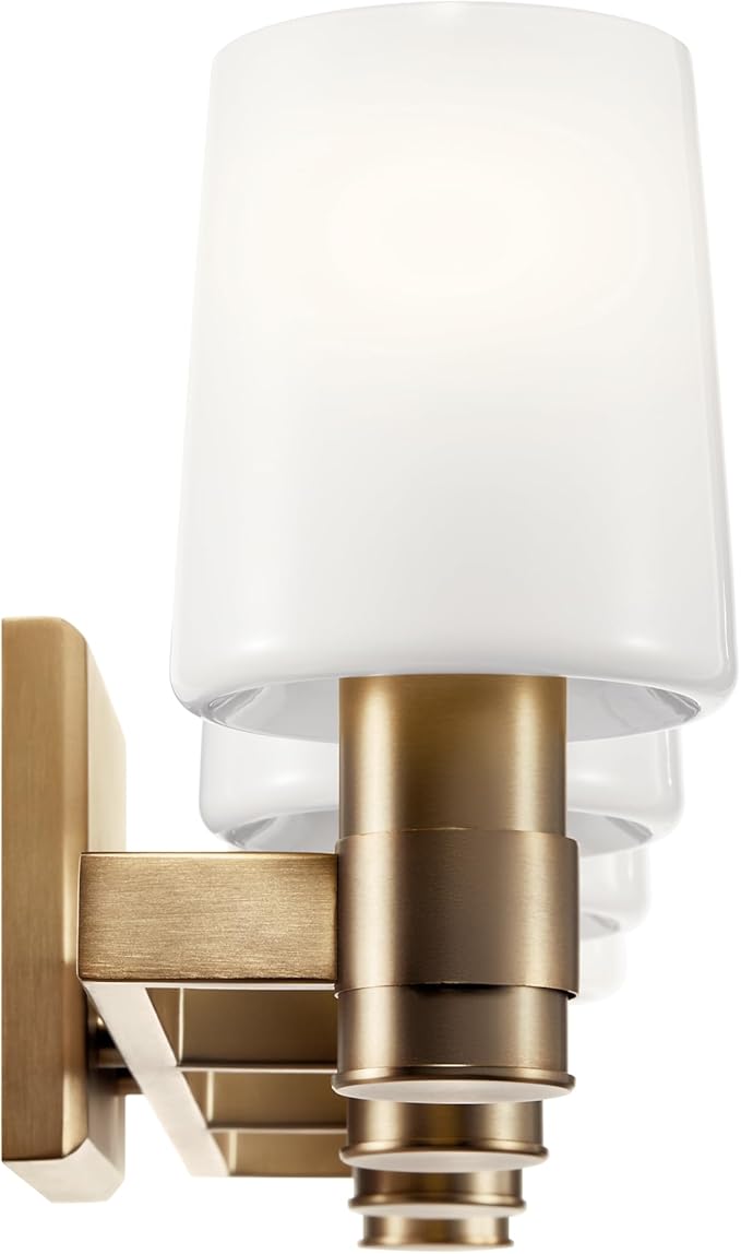 Kichler Adani 4-Light Bathroom Vanity Light Fixture, Modern 30" Wall Mount Vanity Lights with Opal Glass in Champagne Bronze for Mirror Lighting Over Vanity (8.25" x 30"), 55177CPZ