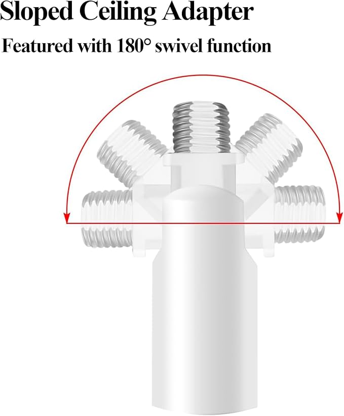 M10 Threaded Extension Rod with Sloped Ceiling Adapter Kits for Pendant Light, Island Lighting, Black