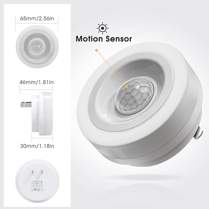 Briignite Motion Sensor Night Light, [2 Pack] Night Lights Plug into Wall, Auto On/Off Motion Activation Nightlight, Energy-Saving 0.6W LED, Daylight White, Ideal for Kids, Bedroom, Bathroom