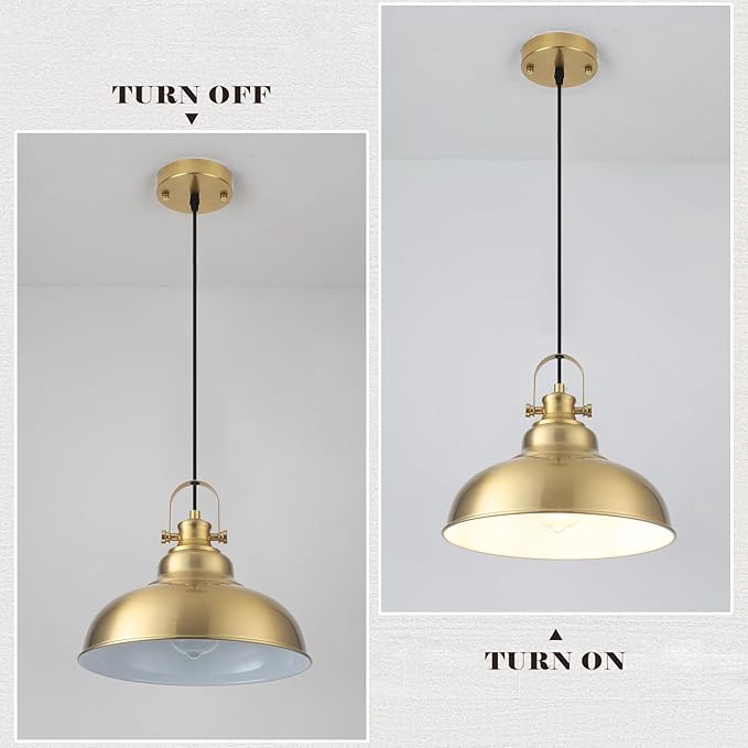 Gold Dome Pendant Light, Gold Pendant Light Kitchen Island 3 Pack, 11.41 Inch Farmhouse Pendant Lights, Hanging Light Fixture for Kitchen Island, Dining Room, Living Room