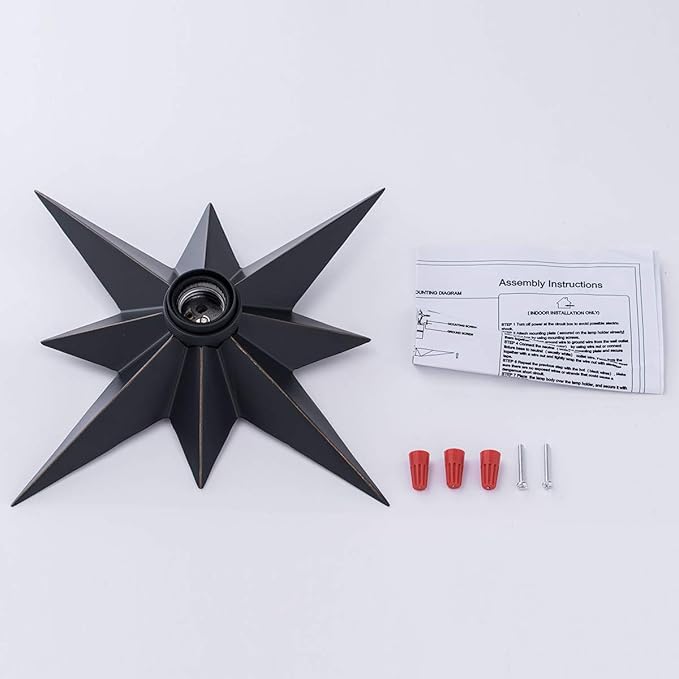 VILUXY Flush Mount Ceiling Light, Black Star Light Fixtures Ceiling for Hallway, Entryway, Study Room, Bedroom