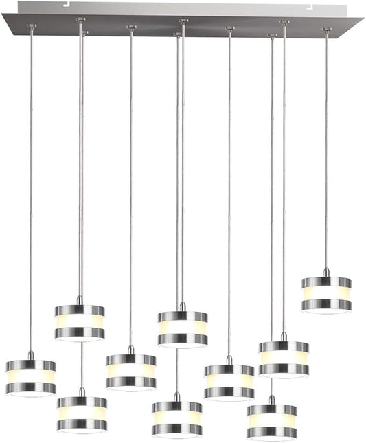 Mercury 10 Mini Pendant Lighting Nickel - LED Hanging Light Fixture for Kitchen Island, Bar, Foyer - Cluster Pendants - Dimmable, Adjustable Wire, Lamp Bulb Included